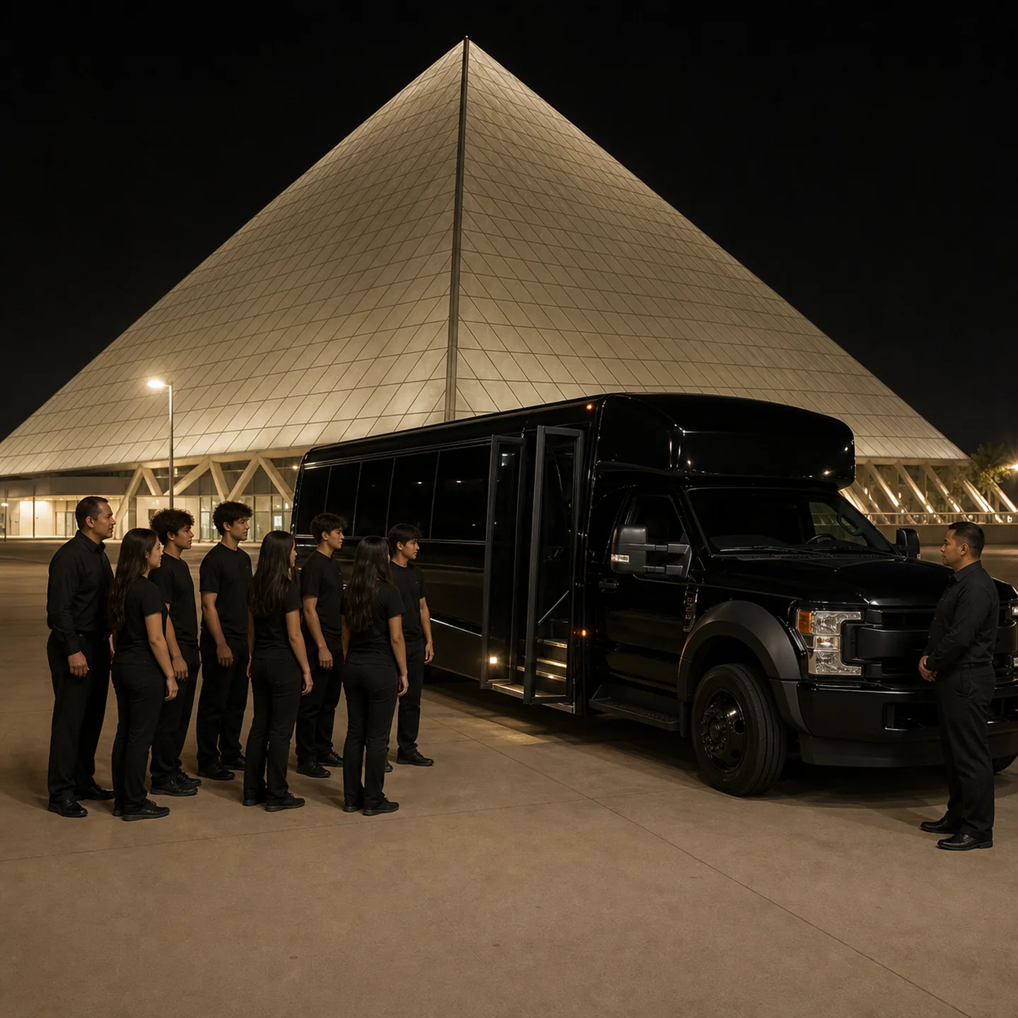 A private school charter scene at the Walter Pyramid in Long Beach.